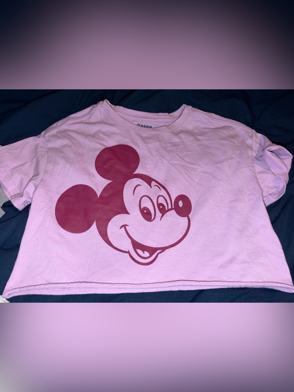 Old Navy Pink Tee with Maroon Mickey Graphic